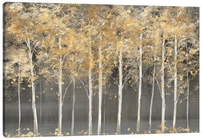 Golden Forest Light Canvas Art Print - Abstract Landscapes Art