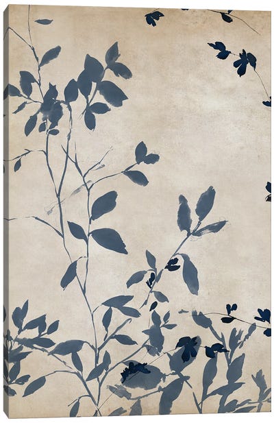 Indigo Leaves Touch I Canvas Art Print - Japandi