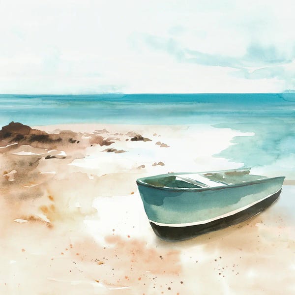 Abstract: Little Boat On The Shore I by Isabelle Z
