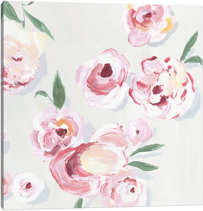 Pink Rose Garden II Canvas Art Print - Minimalist Flowers