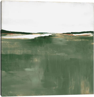 Green Sea Canvas Art Print - Black, White & Green
