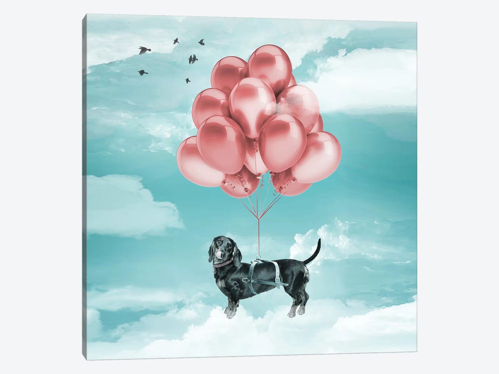 Sausage Dog Balloons by Vin Zzep 1-piece Canvas Art Print