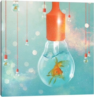 Goldfish Ideas II Canvas Art Print - Kids Fantasy Art