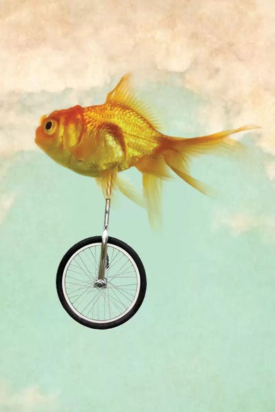 Kids Ocean Life Art: Unicycle Goldfish II by Vin Zzep