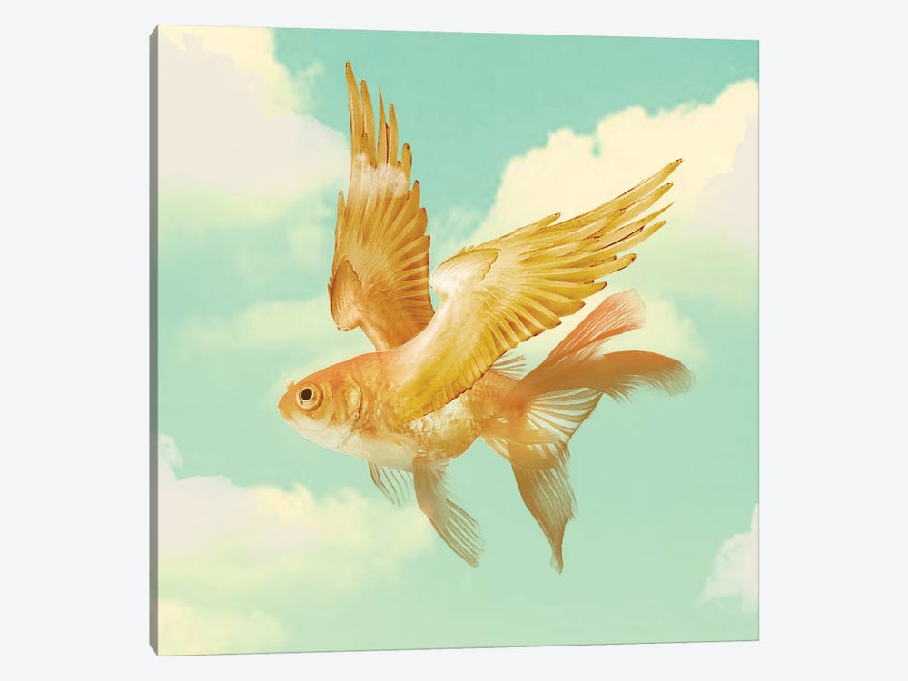 Flying Goldfish by Vin Zzep 1-piece Art Print