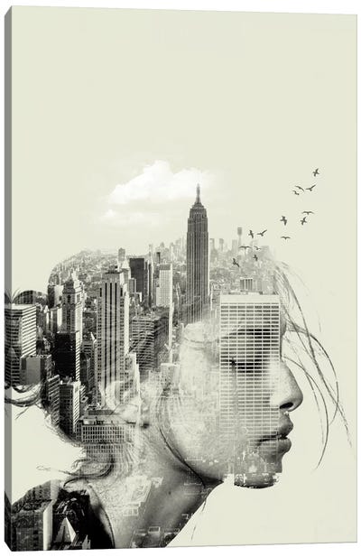 New York Reflection Canvas Art Print - Figurative Photography