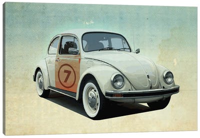 Number 7 VW Sedan Canvas Art Print - Vin Zzep