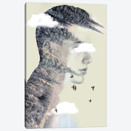 Double Exposure Hair V Canvas Print #ZEP70} by Vin Zzep Canvas Print