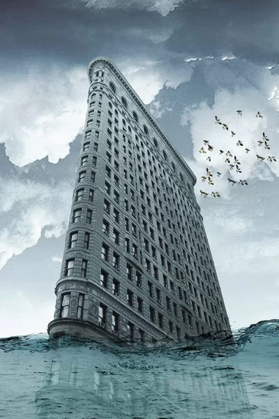 Flatiron Under Water by Vin Zzep framed canvas print