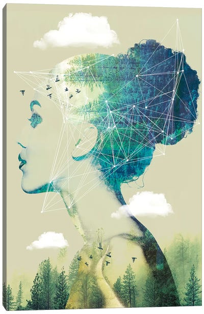 Geo Forest Canvas Art Print - Double Exposure Photography