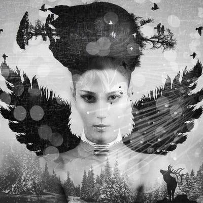 Girl Face II by Vin Zzep framed canvas print