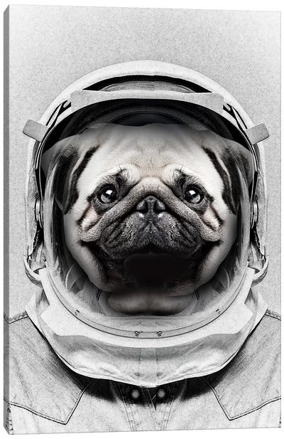 Puggly Pawstrong Astro Dog Canvas Art Print - Astronaut Art