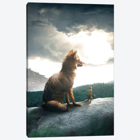 The Fox And Squirrel Canvas Print #ZGA102} by Zenja Gammer Canvas Art