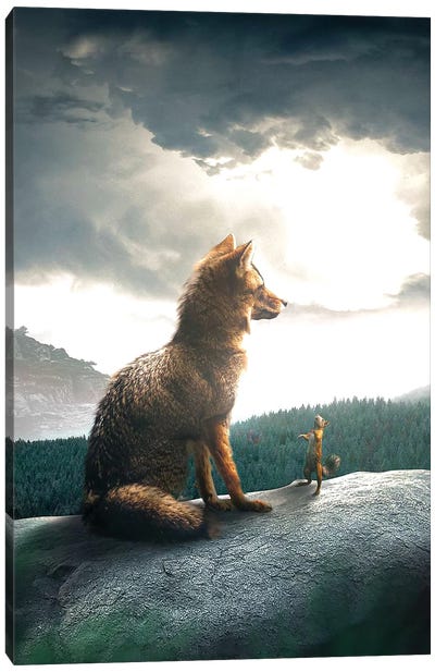 The Fox And Squirrel Canvas Art Print - Gentle Giants