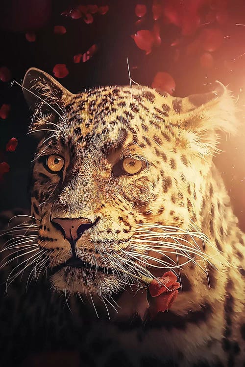 The Leopard With The Rose by Zenja Gammer wall art