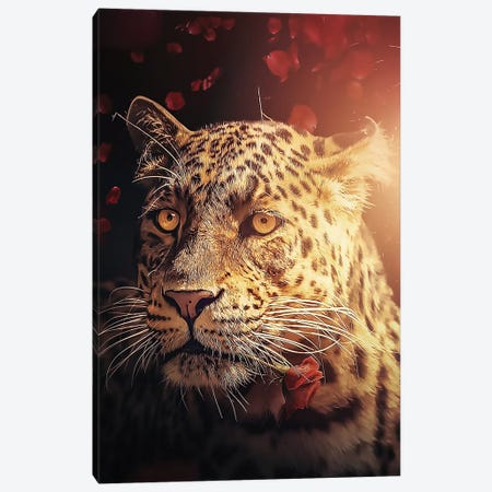 The Leopard With The Rose Canvas Print #ZGA112} by Zenja Gammer Canvas Print