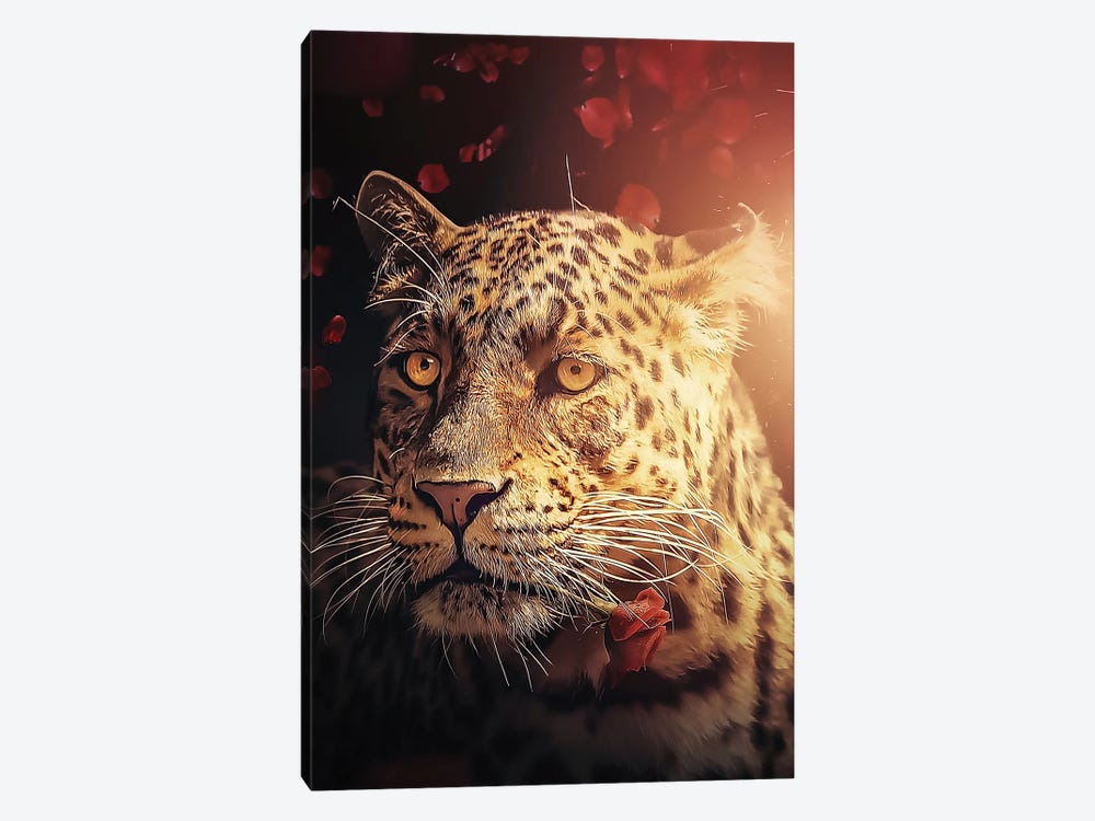 The Leopard With The Rose by Zenja Gammer 1-piece Art Print