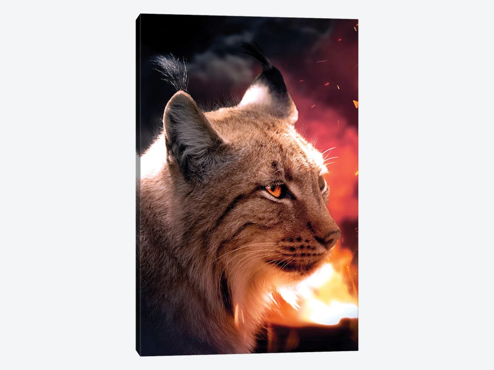 The Lynx And The Fire by Zenja Gammer 1-piece Canvas Print