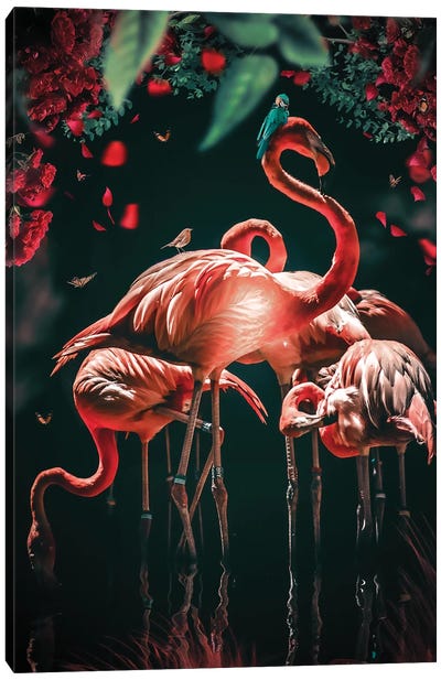 The Glowing Flamingo Canvas Art Print - Flamingo Art