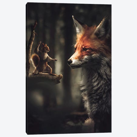 The Karate Squirrel Canvas Print #ZGA157} by Zenja Gammer Canvas Wall Art