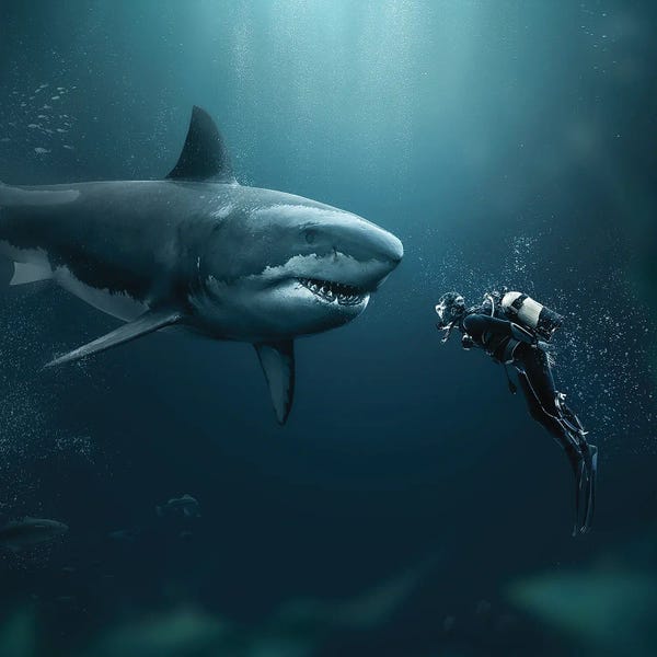Abstract: Shark Meets Diver by Zenja Gammer