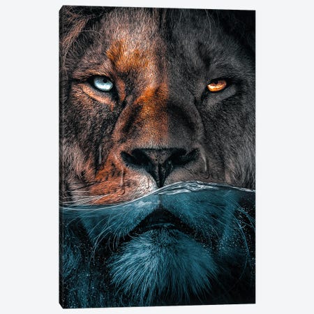 Badass Lion Canvas Print #ZGA164} by Zenja Gammer Canvas Print
