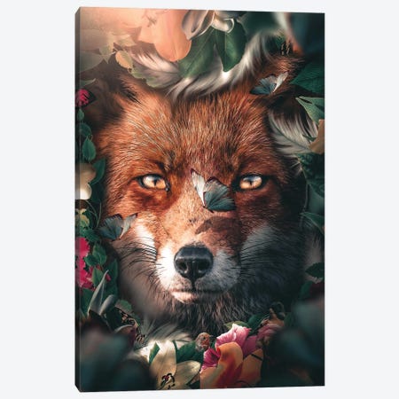 Floral Fox Canvas Print #ZGA173} by Zenja Gammer Art Print
