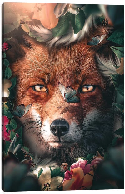 Floral Fox Canvas Art Print - Zenja Gammer