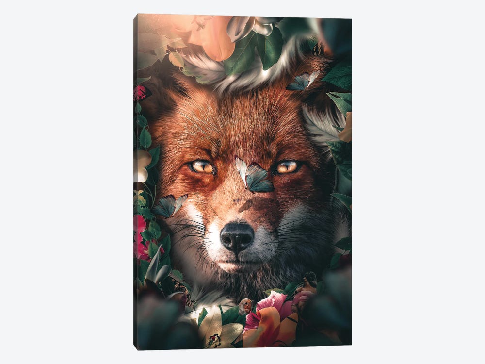 Floral Fox by Zenja Gammer 1-piece Canvas Wall Art