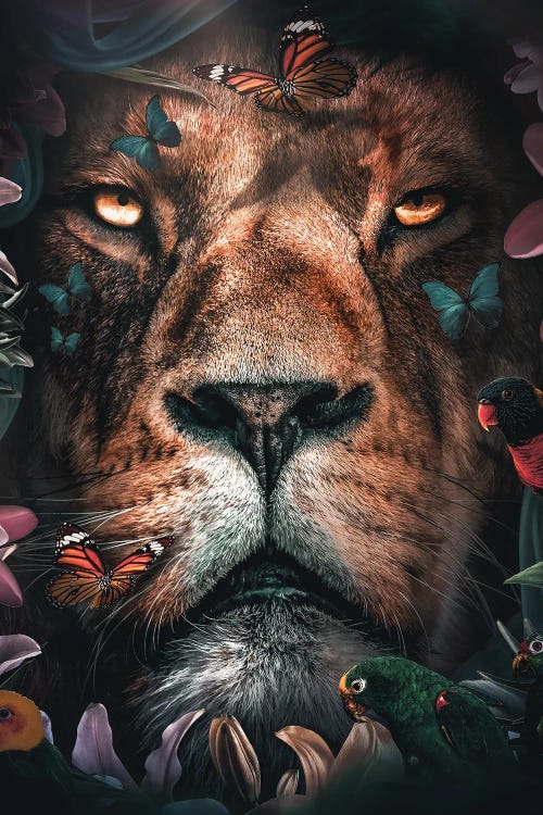 Floral Lion by Zenja Gammer wall art