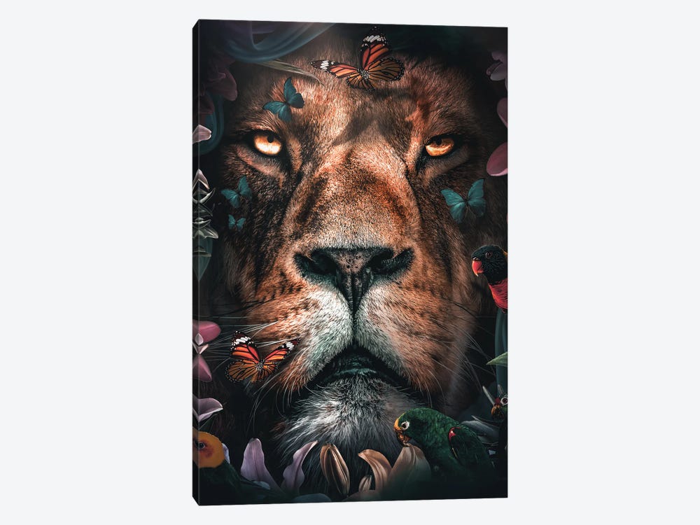 Floral Lion by Zenja Gammer 1-piece Canvas Art