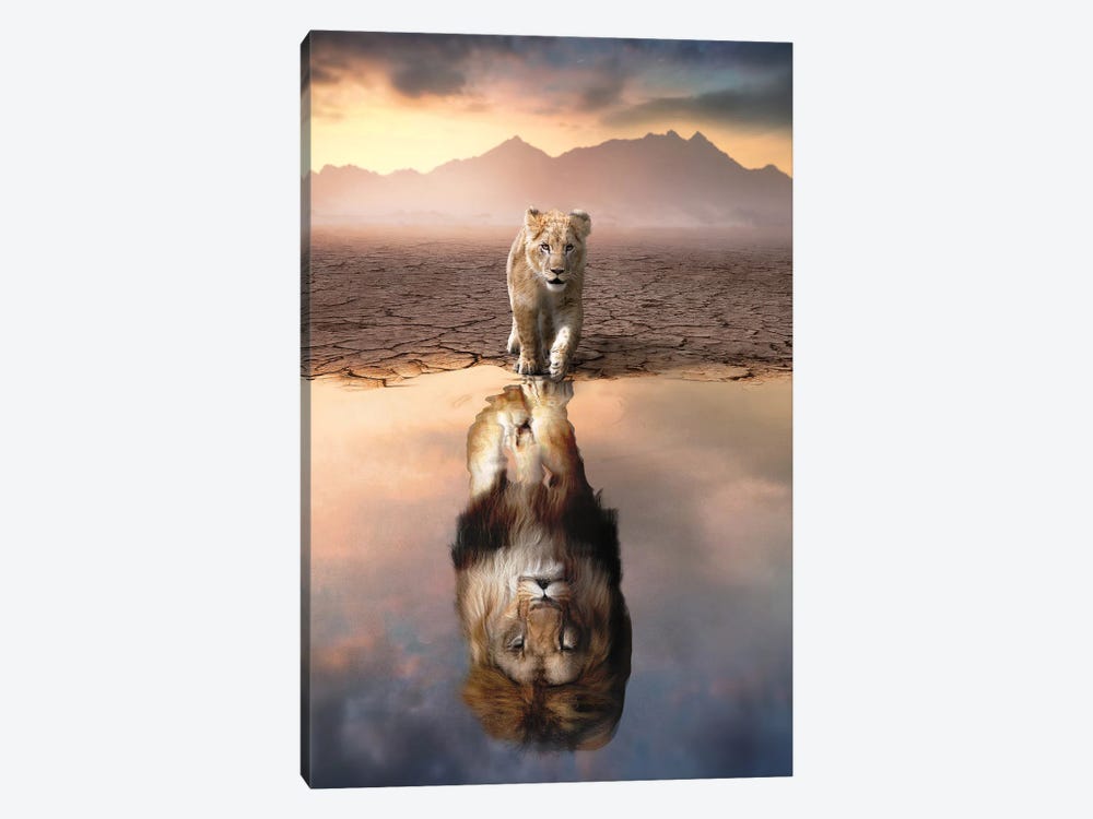 Lion Reflection 1-piece Art Print
