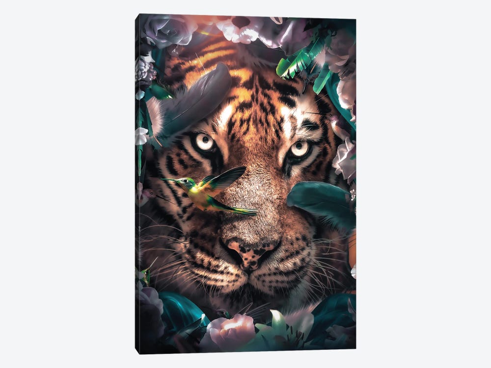 Floral Tiger by Zenja Gammer 1-piece Canvas Artwork