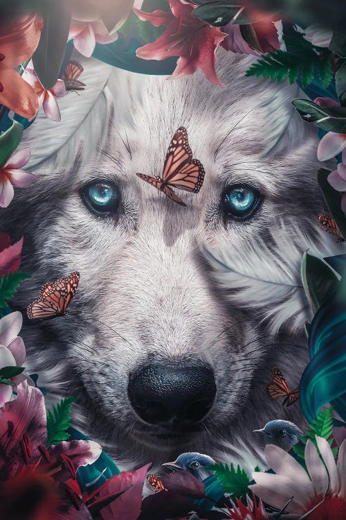 Floral Wolf by Zenja Gammer wall art