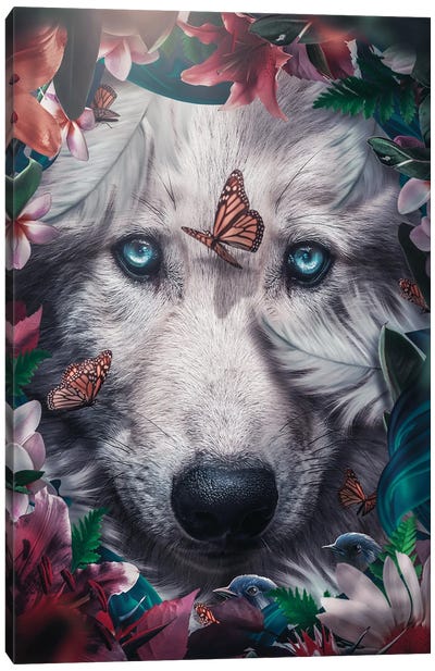 Floral Wolf Canvas Art Print - Zenja Gammer