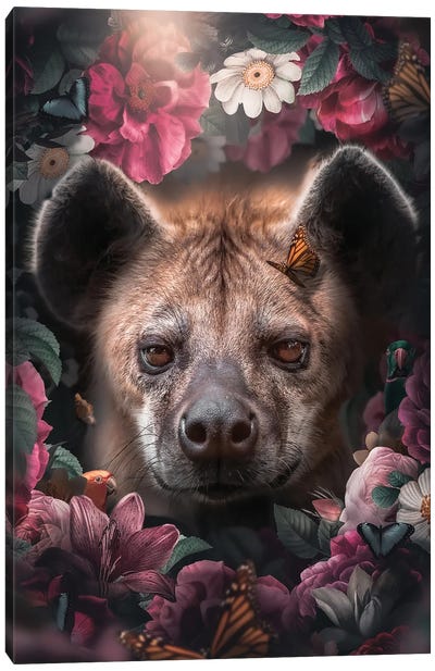Floral Hyena Canvas Art Print