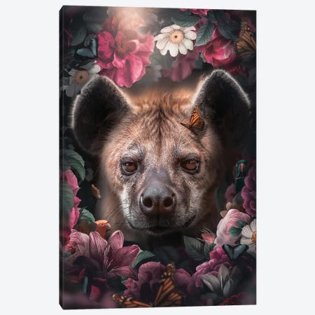 Floral Hyena Canvas Print #ZGA201} by Zenja Gammer Canvas Art Print
