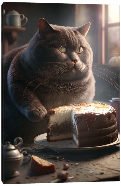 Fat Cat Cake Canvas Art Print - Zenja Gammer
