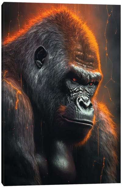 Thunder Gorilla Canvas Art Print - Gorilla Art