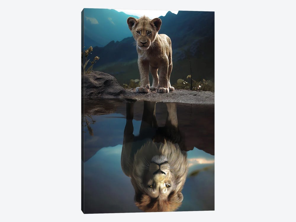 The Lion Reflection by Zenja Gammer 1-piece Canvas Art Print
