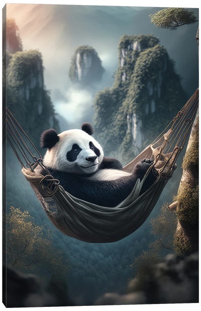 Hammock Panda Canvas Art Print - Bear Art