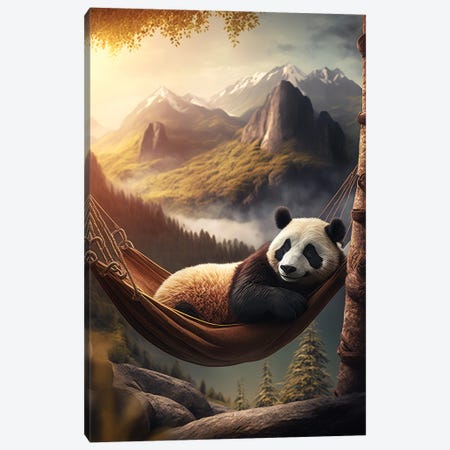 Hammock Panda Sunset Canvas Print #ZGA226} by Zenja Gammer Canvas Art