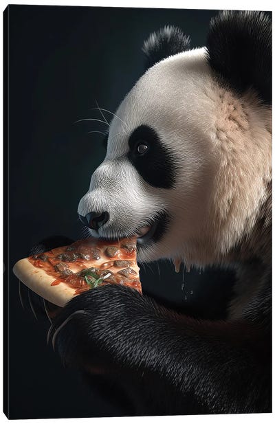 Panda Pizza Canvas Art Print - Panda Art