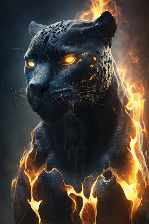 Black Panther Flames by Zenja Gammer wall art
