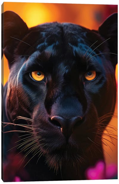Black Panther Sunset Canvas Art Print - Panther Art