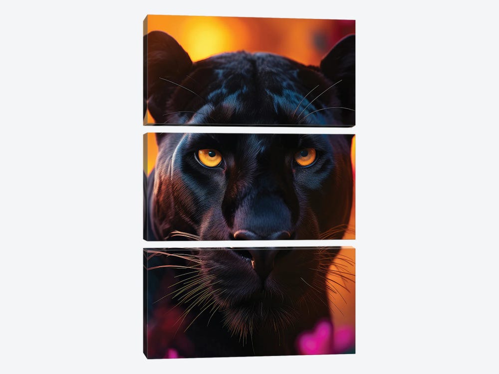 Black Panther Sunset by Zenja Gammer 3-piece Canvas Art Print