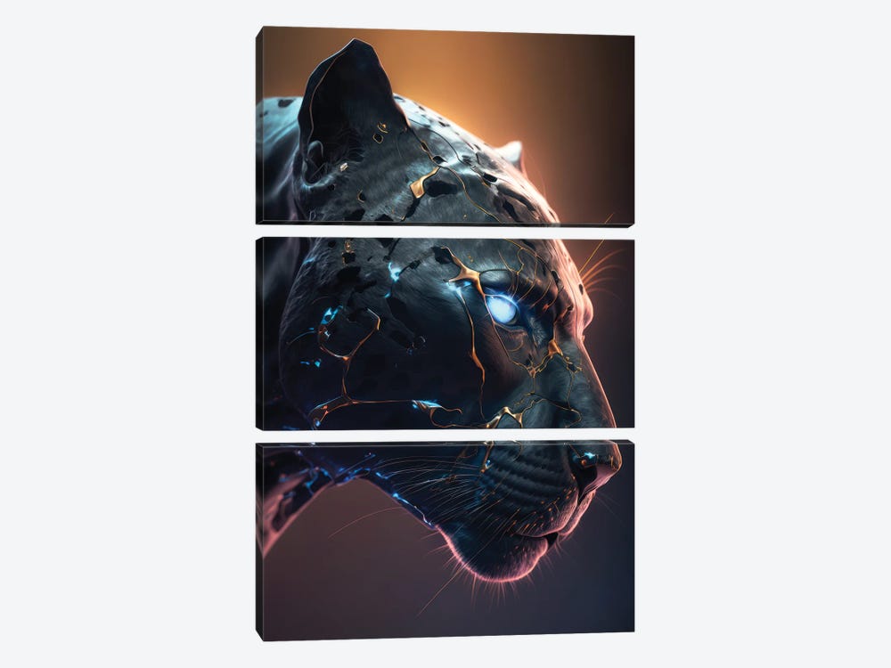 Panther Face by Zenja Gammer 3-piece Canvas Art