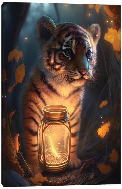 Glowing Lamp Tiger Cub Canvas Art Print - Zenja Gammer