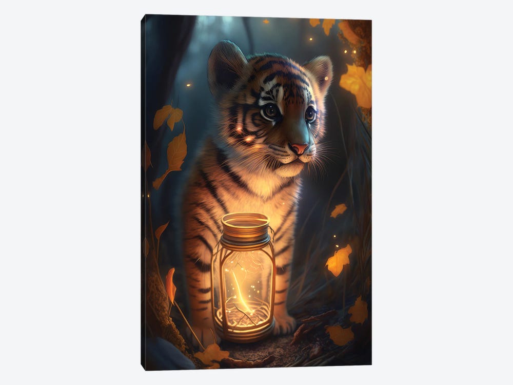 Glowing Lamp Tiger Cub by Zenja Gammer 1-piece Canvas Art Print