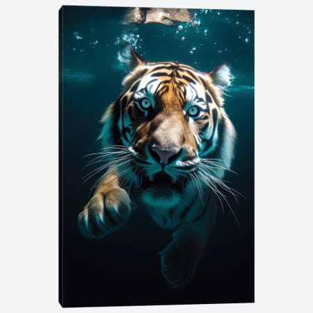 Diving Tiger Canvas Print #ZGA235} by Zenja Gammer Canvas Print